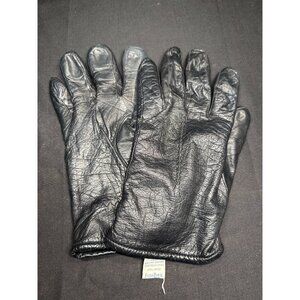 Vintage Genuine Leather Black Gloves By Fownes Acrylic Lining